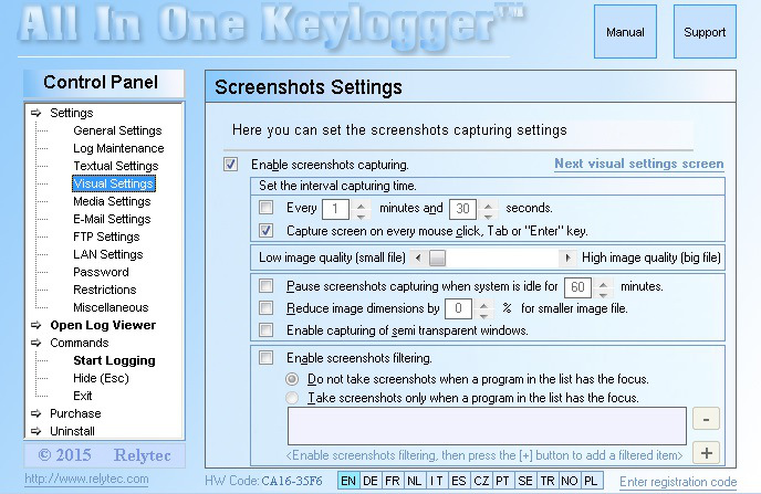 does spytech keylogger log all passwords