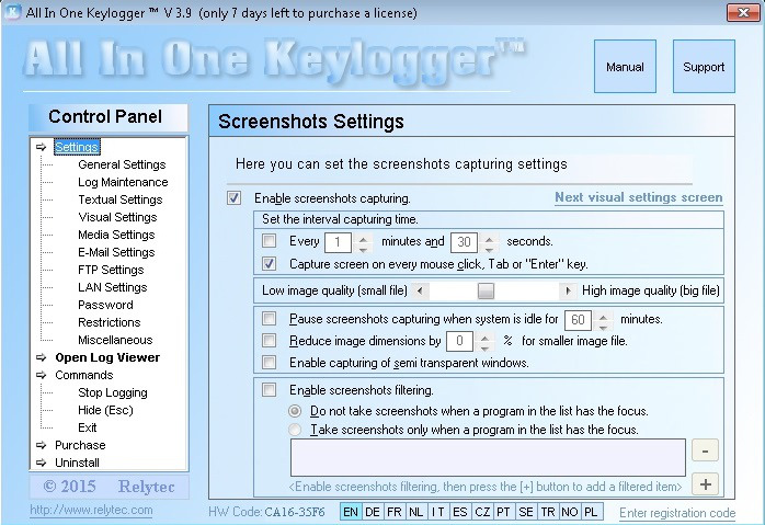 does spytech keylogger log all passwords